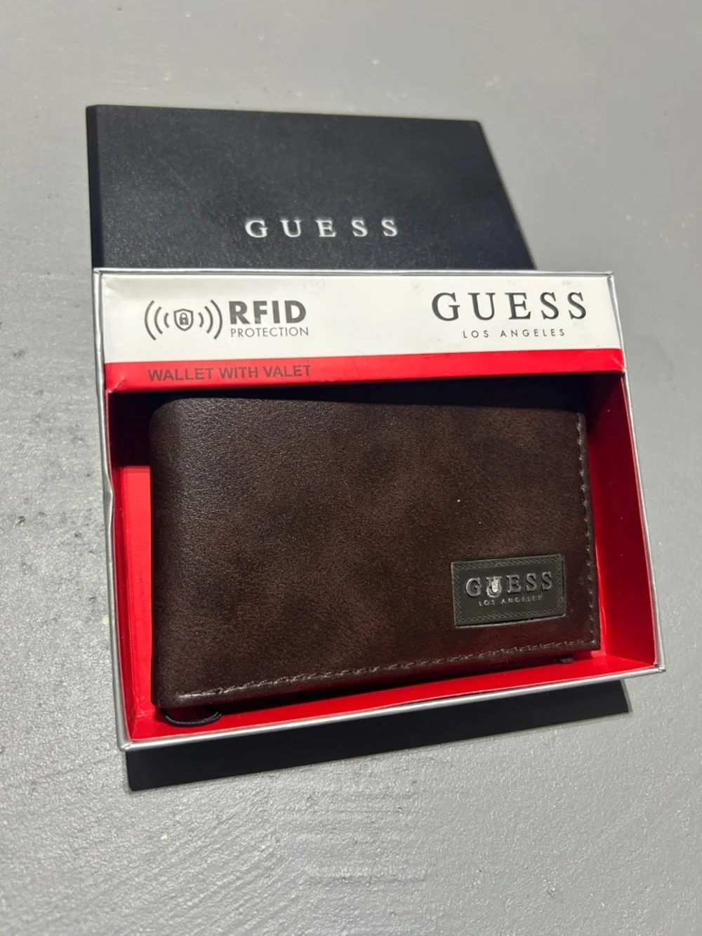 (NEW) Guess Brown Leather Wallet with RFID Protection